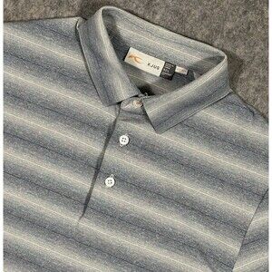 Kjus Horizon Polo Shirt Men’s L Blue Gray Striped Golf Performance Stretch